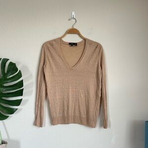 Theory Adrianna Linen Blend V-neck Fine Knit Sweater